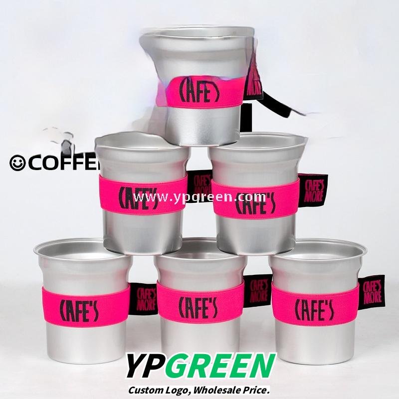 280ml 500ml Silver Brushed Aluminum Coffee Cups – 98x103x72mm Food Grade Lined Hot & Cold Drink Cups Wholesale