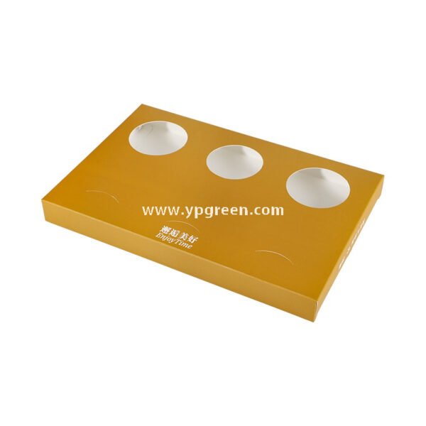Yellow Creative Paper Cup Tray | 3-Cup Coffee & Milk Tea Holder with Card Slot - Wholesale Prices, Factory Direct