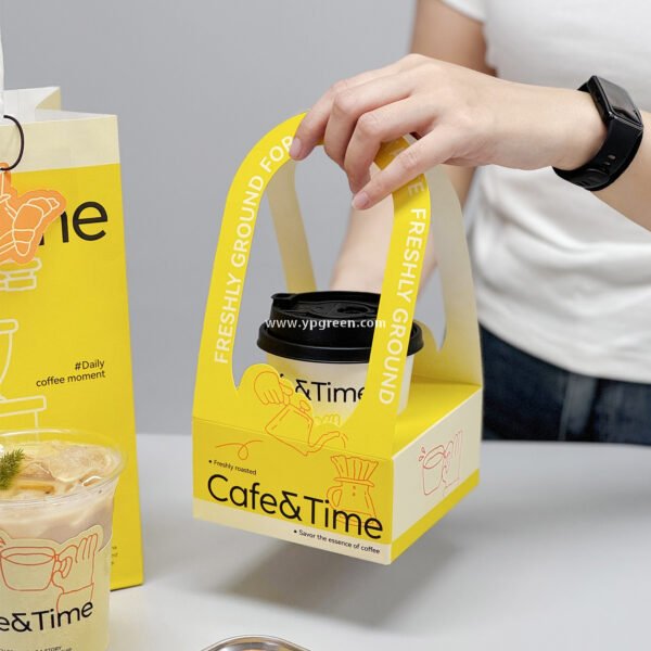 Hot & Cold Drink Cup Set | 330ml Yellow Tactile Paper Cup + 500ml PET Clear Cup