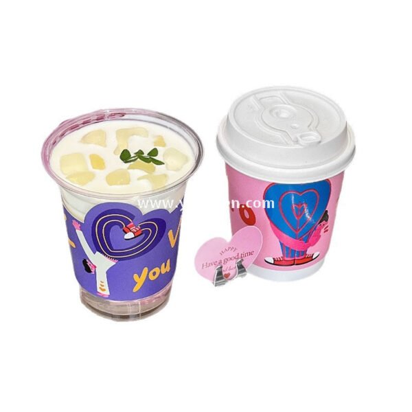 330ml Valentine’s Day Coffee Cup | Food-Grade Paper Cup with Romantic Touch Film & Double Coating