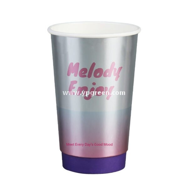 500ml 16oz Purple Silver Card Paper Cups – 9x6x13.3cm Disposable Coffee & Tea Cups Manufacturer