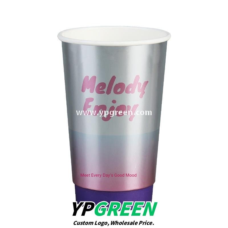 500ml 16oz Purple Silver Card Paper Cups – 9x6x13.3cm Disposable Coffee & Tea Cups Manufacturer