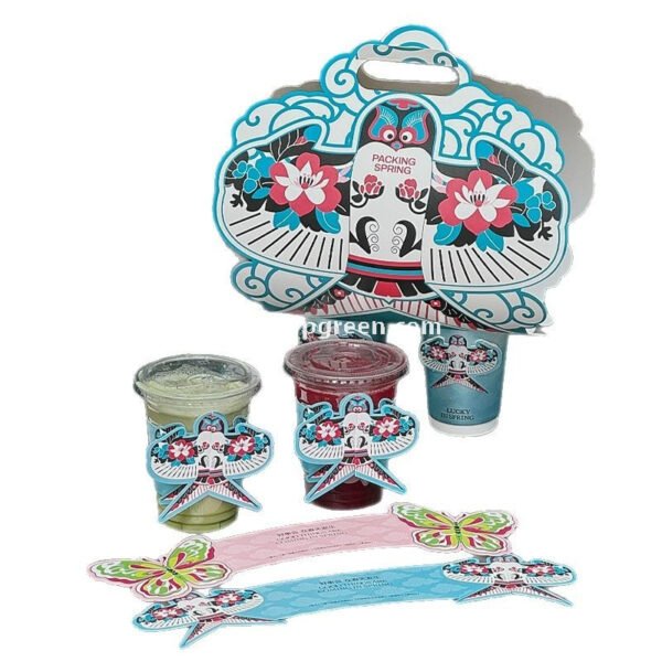 Silver Card Embossed Paper Cup | Tearable 3D Semi-Cut Sleeve with Butterfly & Blue Kite Design | Double-Laminated Hot & Cold Cup