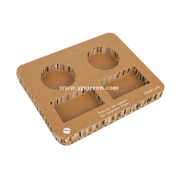Square Coffee Combo Cup Tray | Honeycomb Corrugated Cardboard Cup Holder | Disposable Logo-Printed Beverage Carrier for Coffee & Milk Tea
