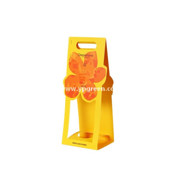 16oz Yellow Floral Coffee Cup Holder | Disposable Premium Tea Tray | Creative Single Cup Carrier for Milk Tea & Coffee