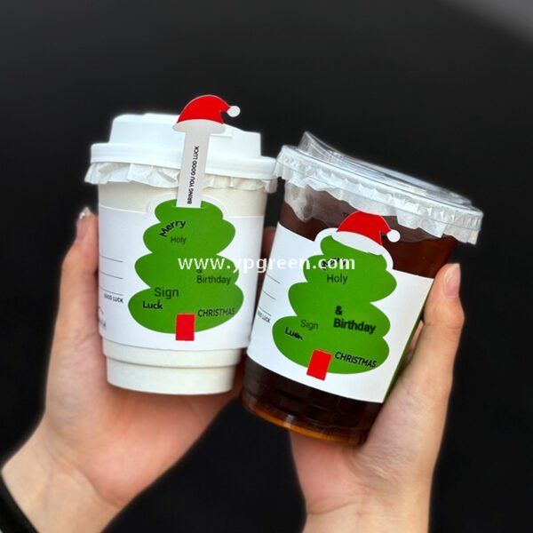 400ml 500ml White Hollow Coffee Cup with Customized Christmas Sleeves – 12oz 16oz Disposable Paper Cup Manufacturer