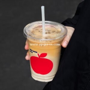 16oz Apple Pattern Clear Cup |  500ml Disposable Transparent Cup for Juice, Coffee, Milk Tea & Cold Drinks