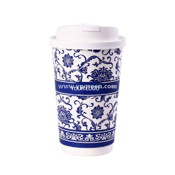 12oz/16oz/20oz Blue & White Porcelain Style Milk Tea Paper Cups with Insulated Non-Woven Aluminum Foil Bag