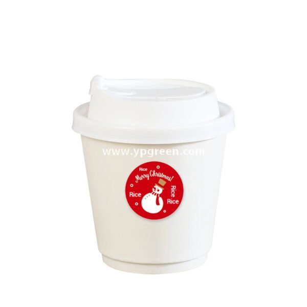 Thickened Hollow Double-Wall Paper Cup | Christmas Sticker Design | Inner Lamination Leak-Proof & Heat-Insulated Coffee Cup