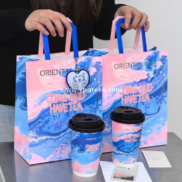 16oz Ocean Painting Style Embossed Hollow Coffee Paper Cups – 480ml Double Wall Milk Tea Cups Factory Wholesale