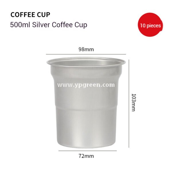 280ml 500ml Silver Brushed Aluminum Coffee Cups – 98x103x72mm Food Grade Lined Hot & Cold Drink Cups Wholesale