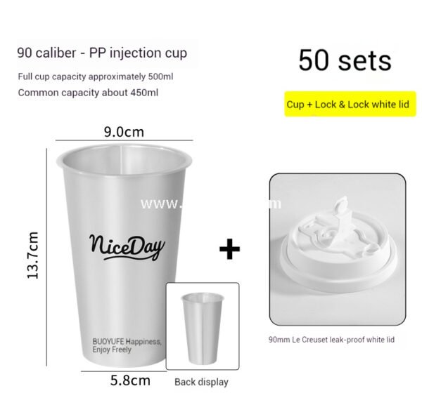 Silver Inner Film PP Injection Cup 500ml | Food-Grade 90mm Beverage Cup