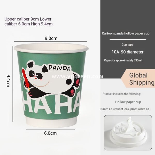 330ml Panda & Bear Hollow Paper Cup | Cute Coffee & Milk Tea Packaging