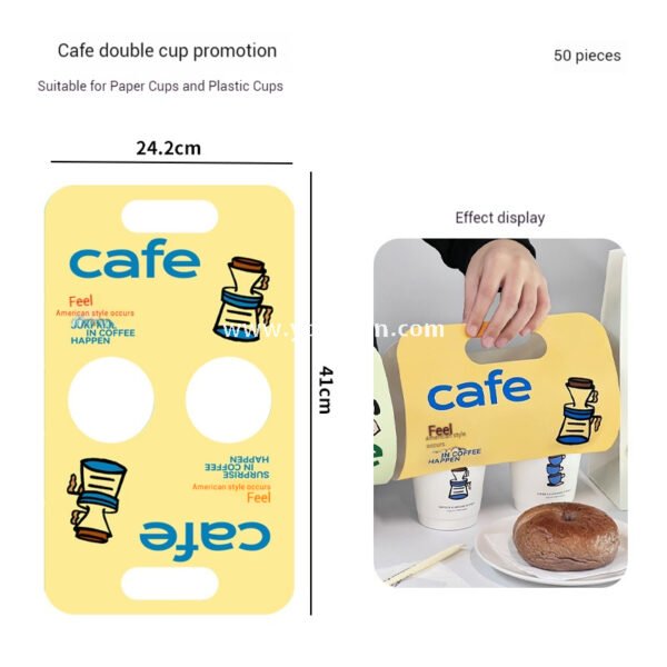 12oz PET Clear Cup + White Utensils Coffee Paper Cup | Flat Oil-Proof Back-Sealed Bag & Single/Double Cup Carrier
