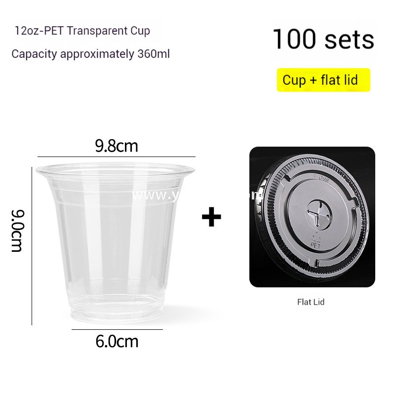 Café Takeout Kit | 12oz PET Clear Drink Cup + Flat Oil-Proof Back-Sealed Food Bag