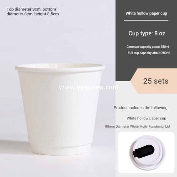 Thickened Hollow Double-Wall Paper Cup | Christmas Sticker Design | Inner Lamination Leak-Proof & Heat-Insulated Coffee Cup