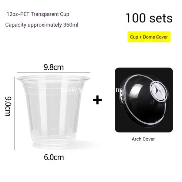 Café Takeout Kit | 12oz PET Clear Drink Cup + Flat Oil-Proof Back-Sealed Food Bag