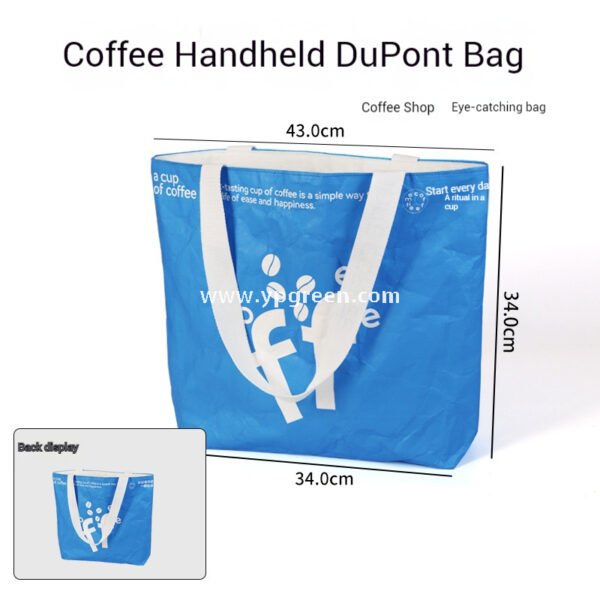 12oz 380ml Light Blue Hollow Coffee Paper Cup + Coffee Hand-Carry Tyvek Bag | Insulated Disposable Cup Set