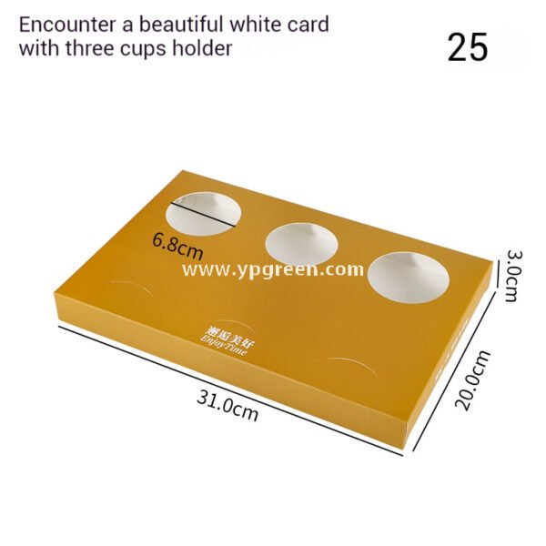 Yellow Creative Paper Cup Tray | 3-Cup Coffee & Milk Tea Holder with Card Slot - Wholesale Prices, Factory Direct