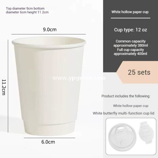 400ml 500ml White Hollow Coffee Cup with Customized Christmas Sleeves – 12oz 16oz Disposable Paper Cup Manufacturer
