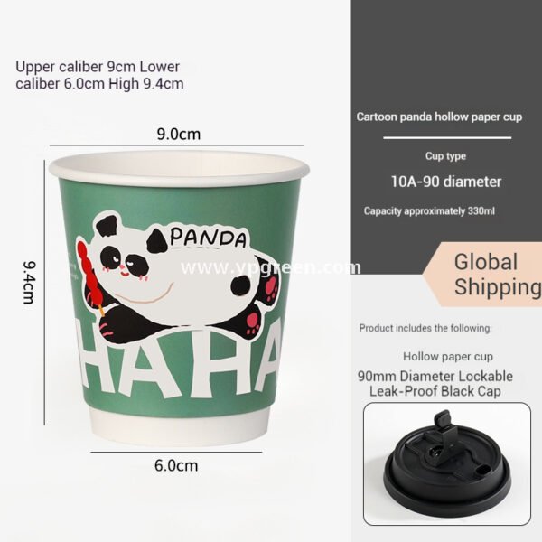 330ml Panda & Bear Hollow Paper Cup | Cute Coffee & Milk Tea Packaging