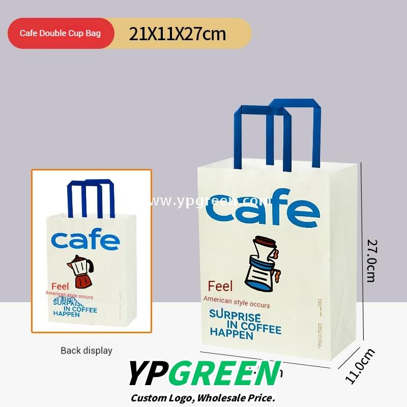 12oz PET Clear Cup + White Utensils Coffee Paper Cup | Flat Oil-Proof Back-Sealed Bag & Single/Double Cup Carrier