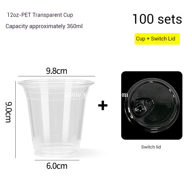 Café Takeout Kit | 12oz PET Clear Drink Cup + Flat Oil-Proof Back-Sealed Food Bag