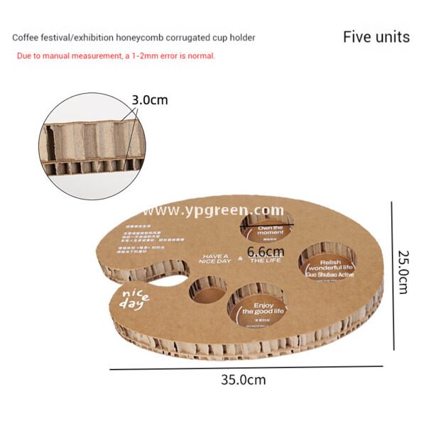 Heart-Shaped Honeycomb Paper Cup Holder | Corrugated Coffee Combo Tray | Disposable Milk Tea & Exhibition Tasting Cup Display with Custom Printing
