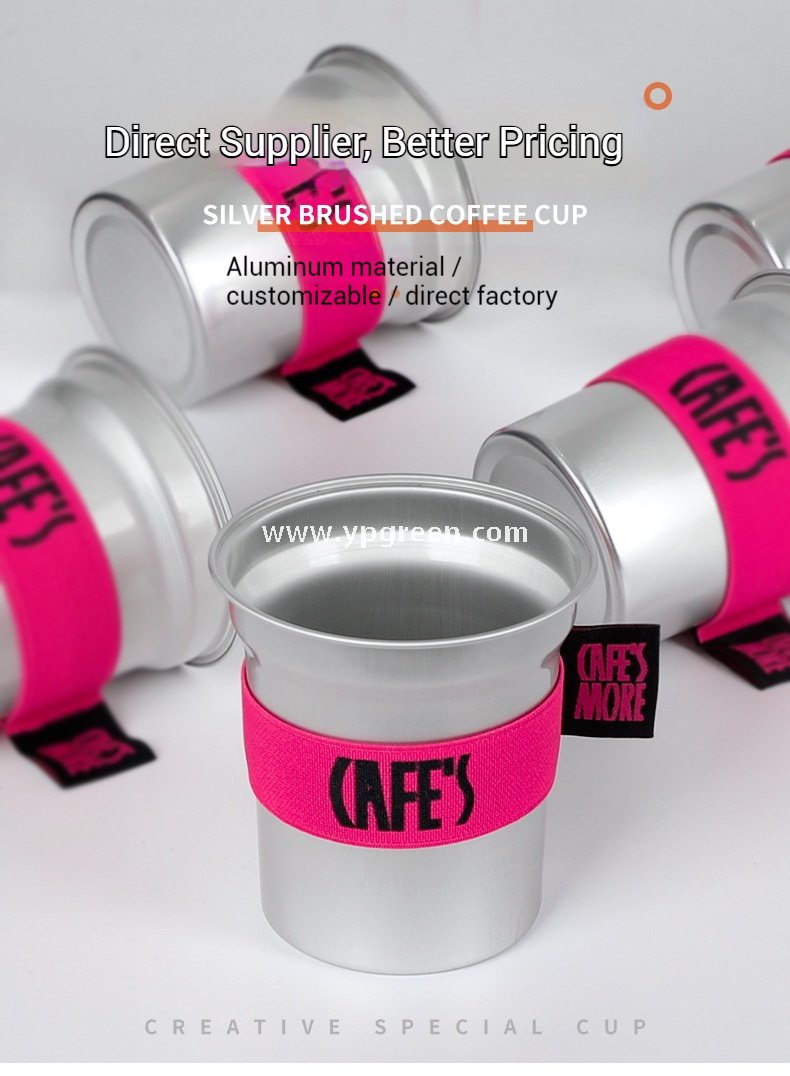 280ml 500ml Silver Brushed Aluminum Coffee Cups – 98x103x72mm Food Grade Lined Hot & Cold Drink Cups Wholesale