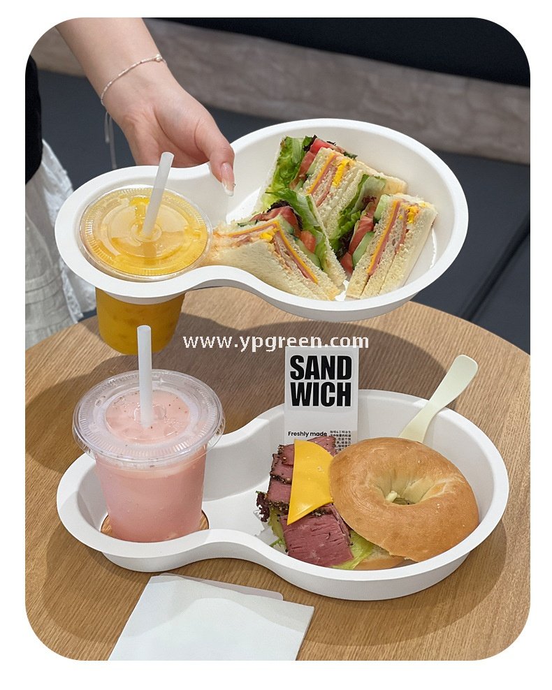 Eco Pulp Brunch Tray for Street Food Burger Coffee Drinks Takeaway Citywalk Lifestyle