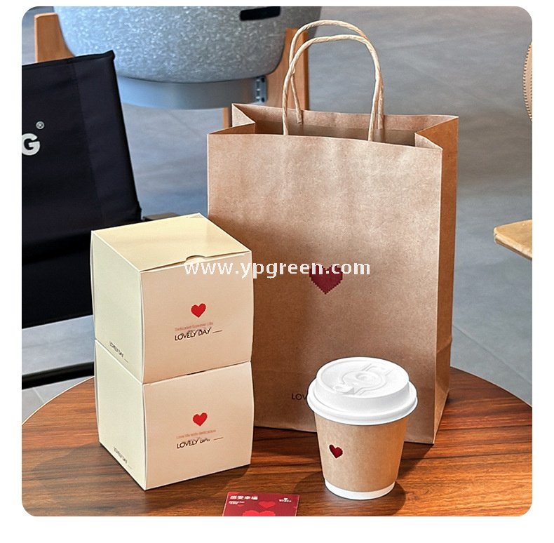 Eco Kraft Coffee Cup 280ml | Heart Gold Stamping Disposable Paper Cup Factory
