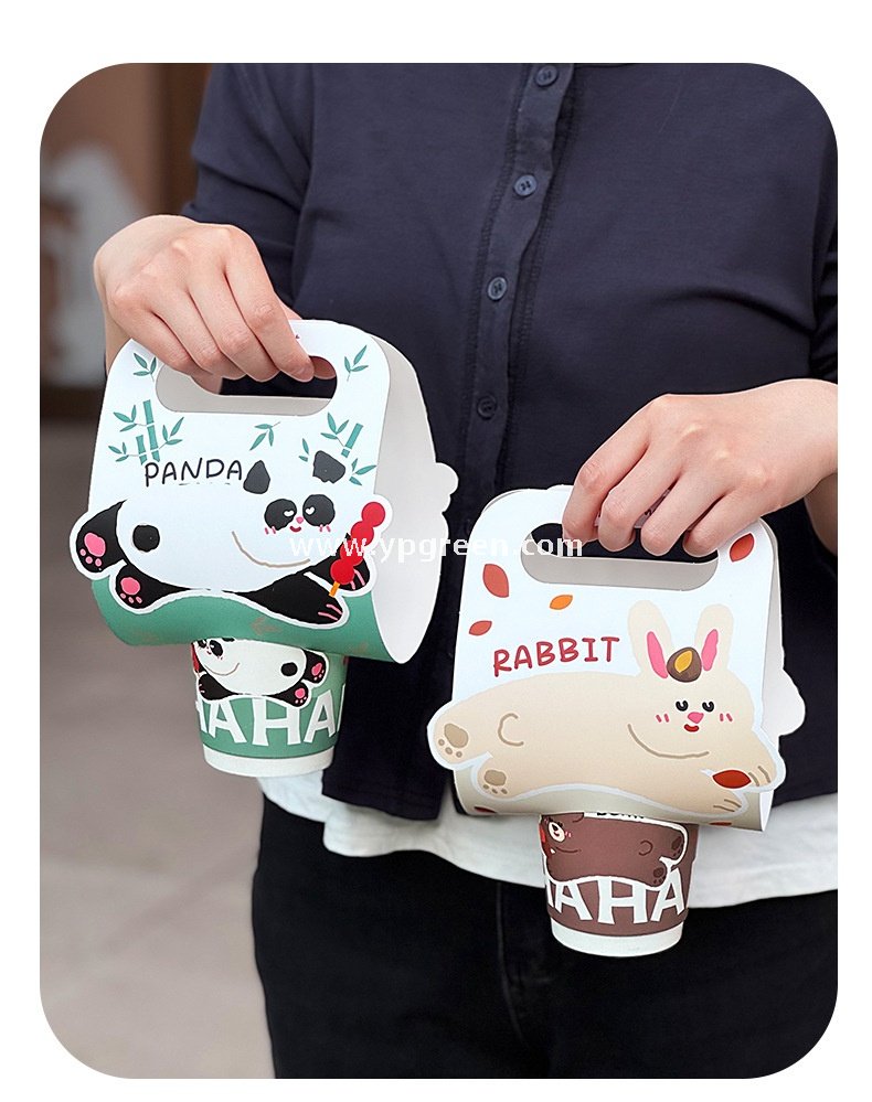 330ml Panda & Bear Hollow Paper Cup | Cute Coffee & Milk Tea Packaging