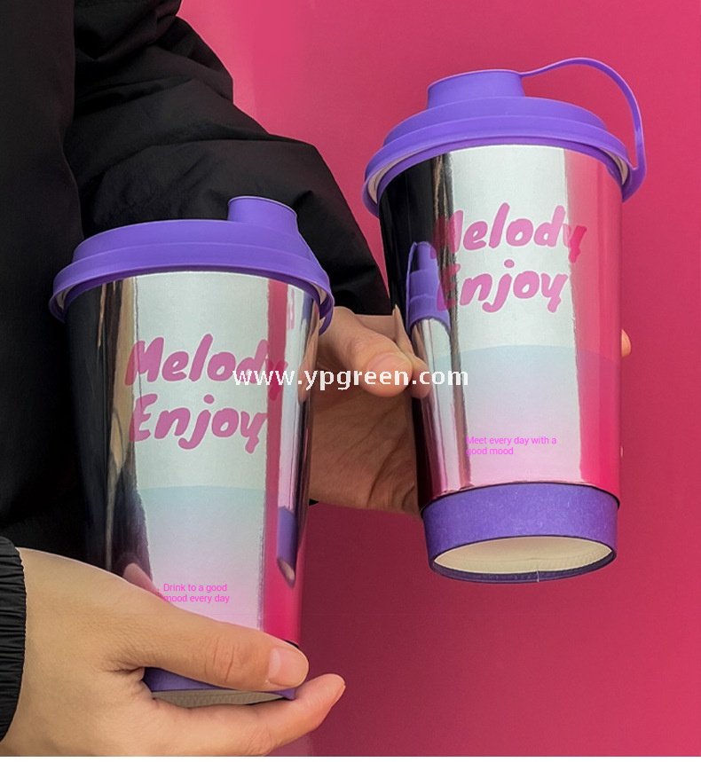 500ml 16oz Purple Silver Card Paper Cups – 9x6x13.3cm Disposable Coffee & Tea Cups Manufacturer