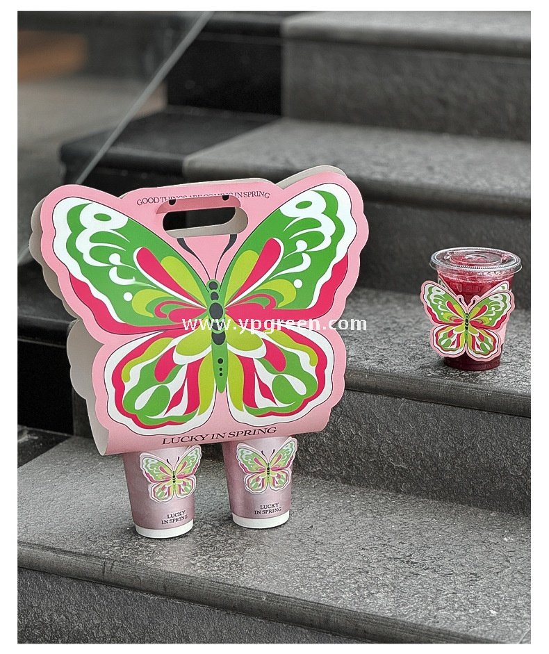 Silver Card Embossed Paper Cup | Tearable 3D Semi-Cut Sleeve with Butterfly & Blue Kite Design | Double-Laminated Hot & Cold Cup