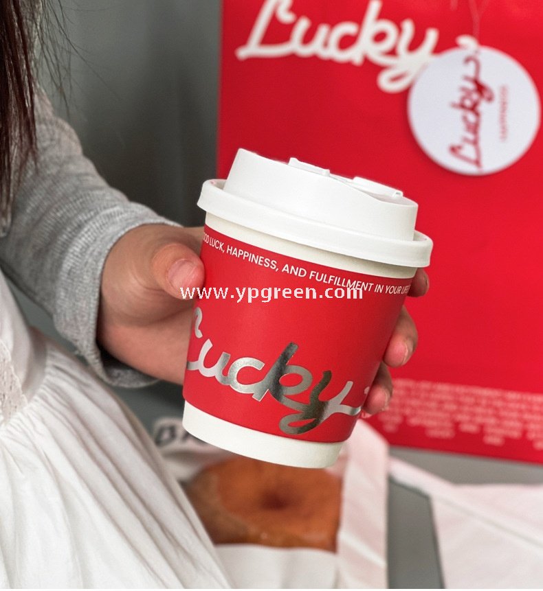 10oz Red Hot Stamping Silver Hollow Paper Cup | 330ml Disposable Coffee Cup | Double Wall Insulated Takeaway Cup