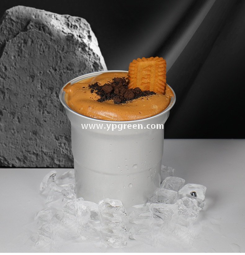 280ml 500ml Silver Brushed Aluminum Coffee Cups – 98x103x72mm Food Grade Lined Hot & Cold Drink Cups Wholesale