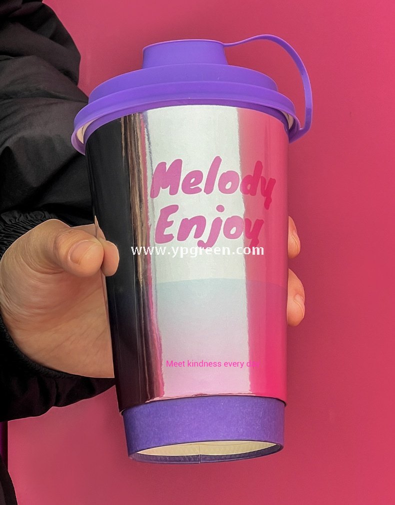 500ml 16oz Purple Silver Card Paper Cups – 9x6x13.3cm Disposable Coffee & Tea Cups Manufacturer