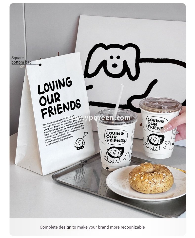 12oz 400ml Dog Pattern Double PE Coated Paper Cup | Hollow Insulated Coffee Cup | Cold & Hot Drink Disposable Cup