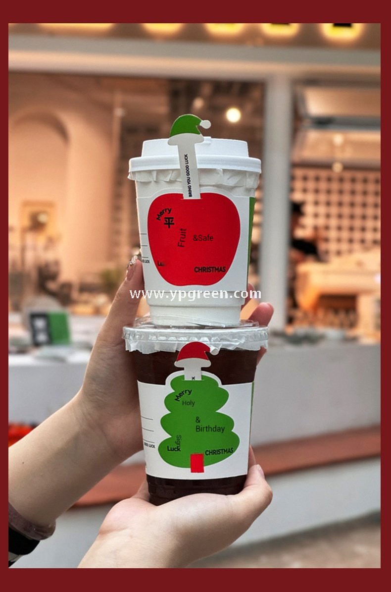 400ml 500ml White Hollow Coffee Cup with Customized Christmas Sleeves – 12oz 16oz Disposable Paper Cup Manufacturer