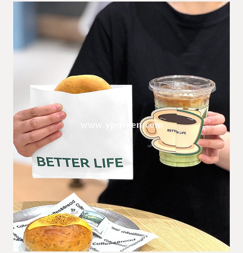 Café Takeout Kit | 12oz PET Clear Drink Cup + Flat Oil-Proof Back-Sealed Food Bag