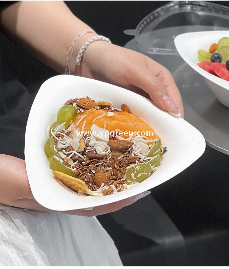 400ml Biodegradable Triangle Pulp Dessert Bowl Disposable Eco-Friendly Ice Cream Salad Yogurt Container