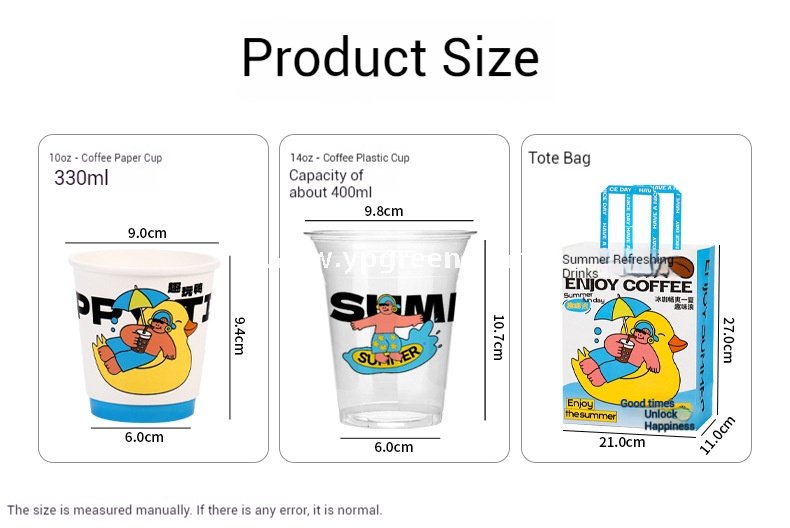 330ml 10oz Blue Surf Cartoon Design Coffee Paper Cup Ripple Bottom Leak-Proof Disposable Cup