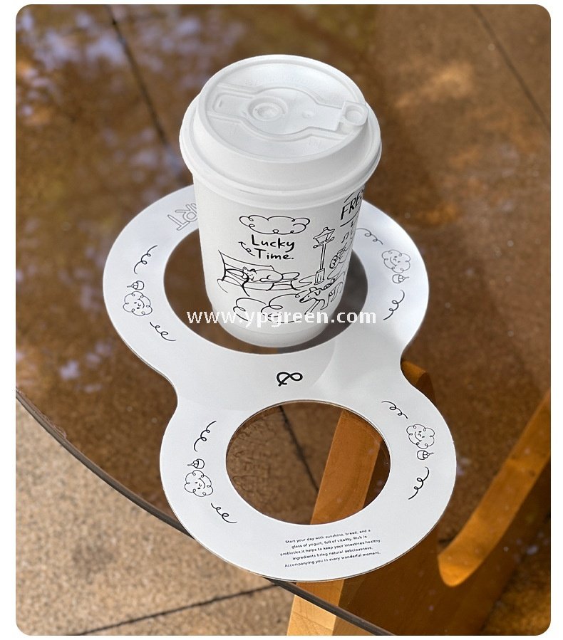 Dual Holder for Yogurt Coffee Packaging 12oz Paper Cup + Ice Cream Bowl Takeaway Set