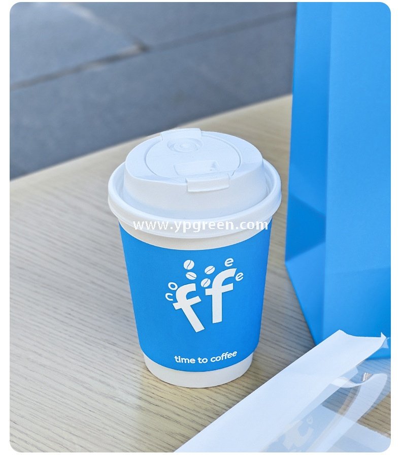 12oz 380ml Light Blue Hollow Coffee Paper Cup + Coffee Hand-Carry Tyvek Bag | Insulated Disposable Cup Set