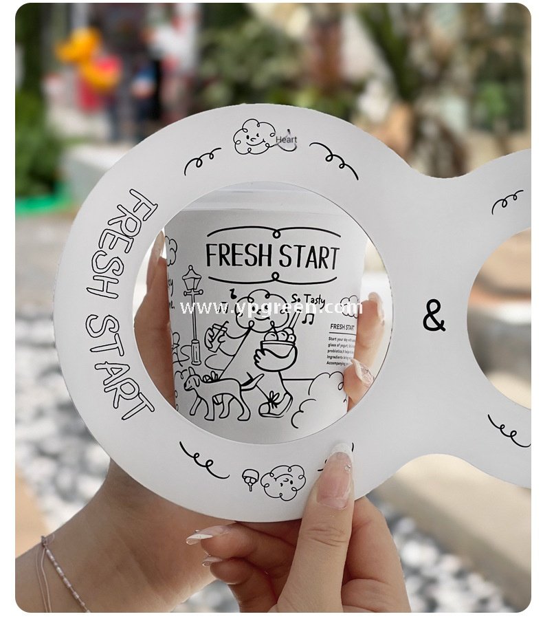 Dual Holder for Yogurt Coffee Packaging 12oz Paper Cup + Ice Cream Bowl Takeaway Set