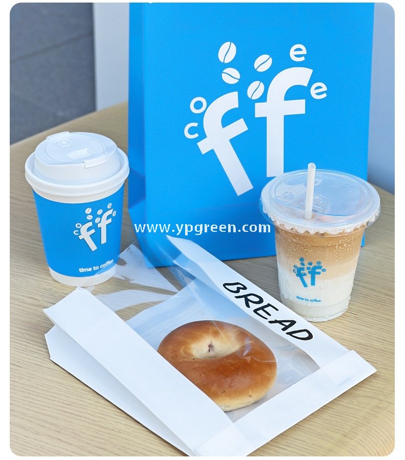 12oz 380ml Light Blue Hollow Coffee Paper Cup + Coffee Hand-Carry Tyvek Bag | Insulated Disposable Cup Set
