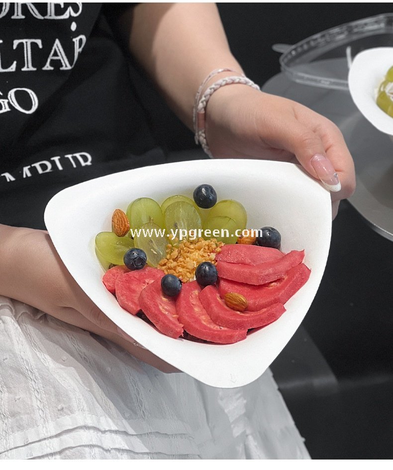 400ml Biodegradable Triangle Pulp Dessert Bowl Disposable Eco-Friendly Ice Cream Salad Yogurt Container