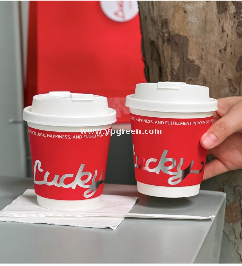 10oz Red Hot Stamping Silver Hollow Paper Cup | 330ml Disposable Coffee Cup | Double Wall Insulated Takeaway Cup