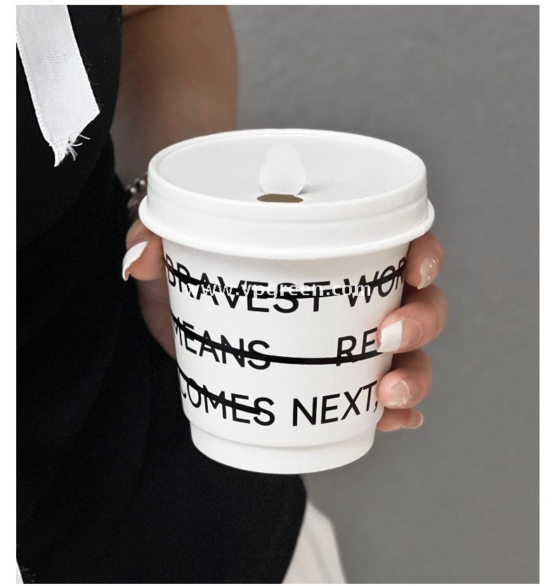 330ml 400ml Creative Typography Design Coffee Paper Cup | Double PE Hot & Cold Cup | Cold Foil Black Printing