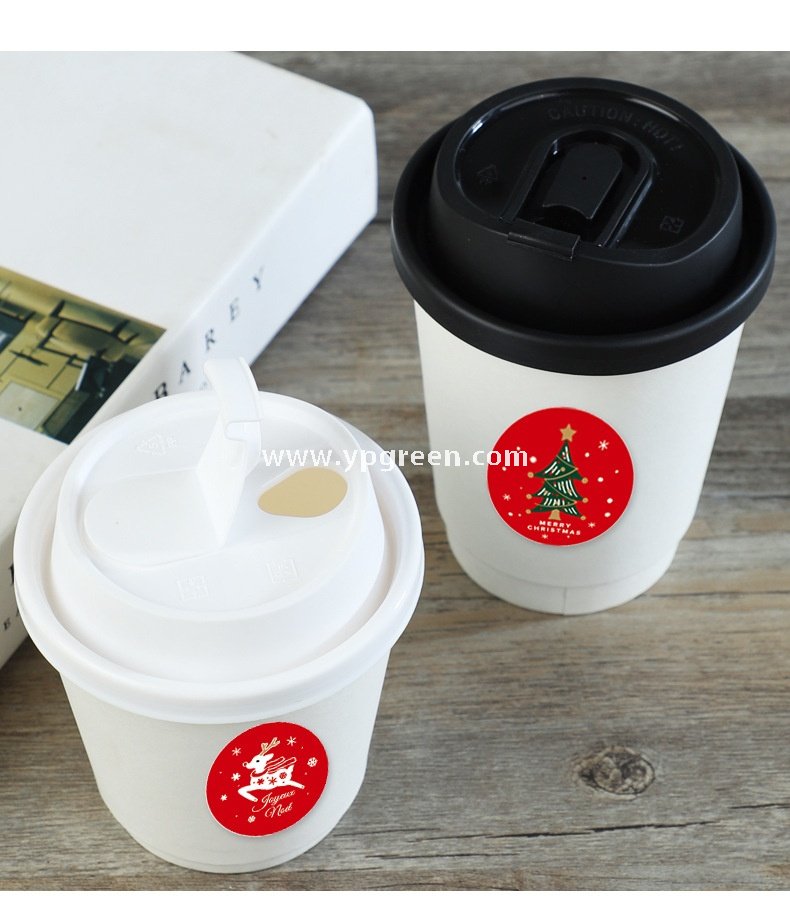 Thickened Hollow Double-Wall Paper Cup | Christmas Sticker Design | Inner Lamination Leak-Proof & Heat-Insulated Coffee Cup